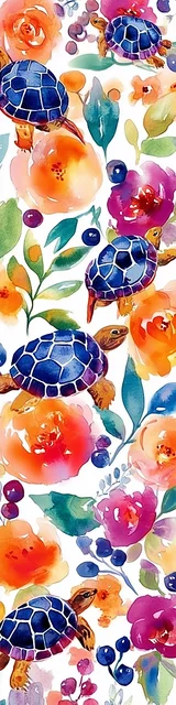 Free turtle bookmark featuring berries and turtles